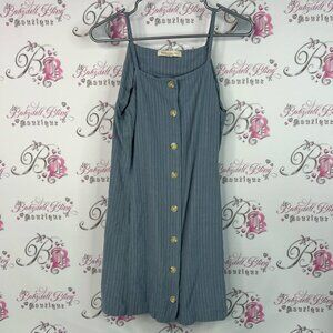 Monteau dress button up stripes white Blue Pinstripe Midi Dress